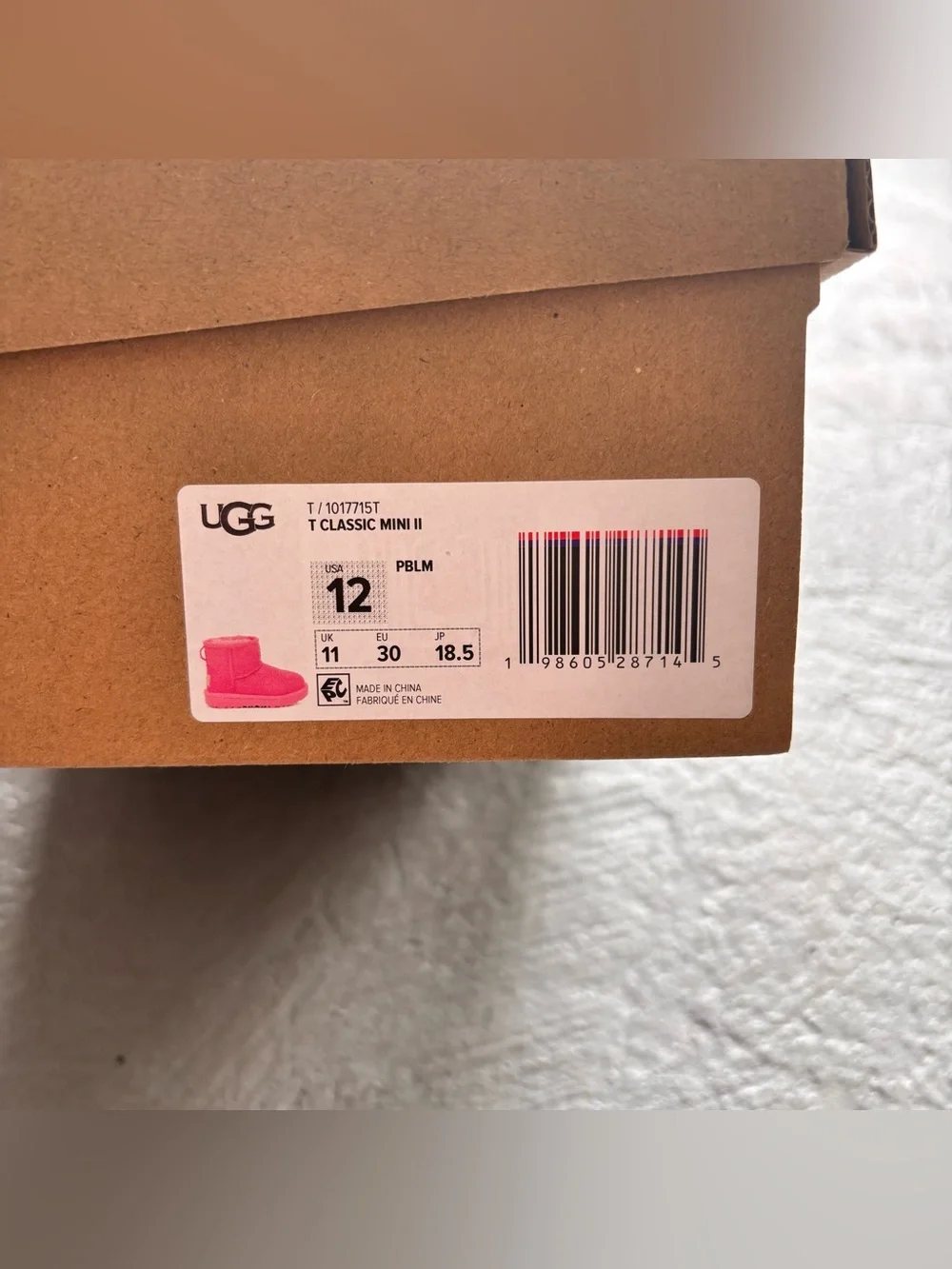 Ugg Classic 2 Mini Boot Pink Little Girls Size 12